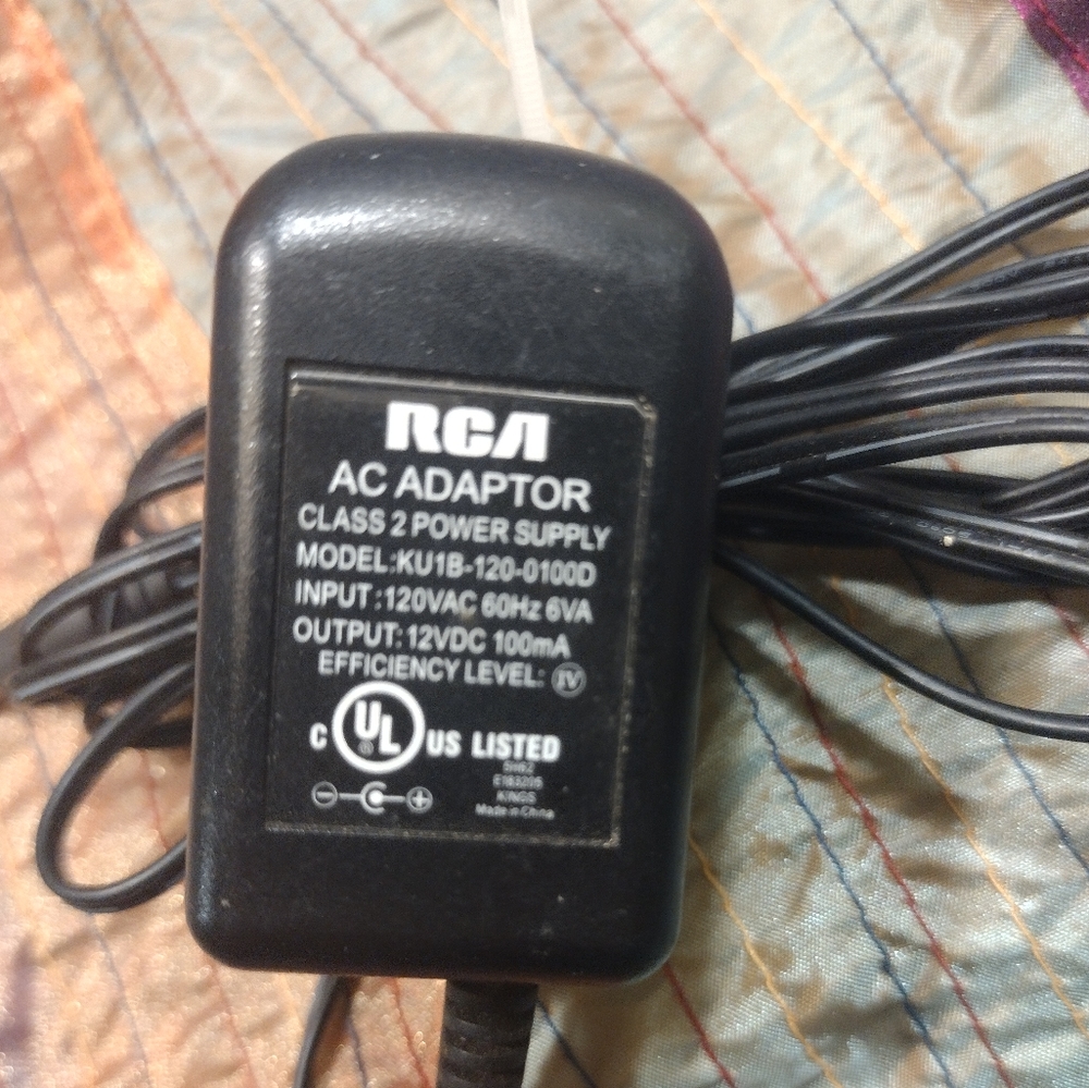 RCA. AC Adapter class 2 power supply ( Model KU1B-120-0100D ) output 12V - Picture 4 of 4